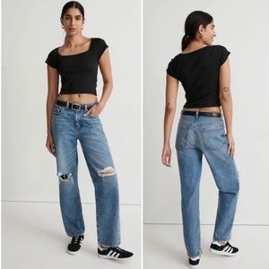 Madewell New The Dad Jean in Brockport Wash Ripped Edition Jeans Denim NWT 27